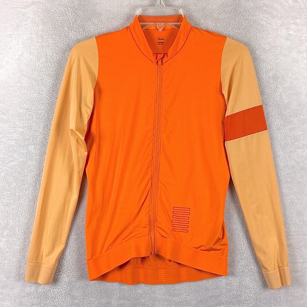 Rapha Womens M Orange Pro Team Training Jersey Full Zip Stretch Cycling Racing